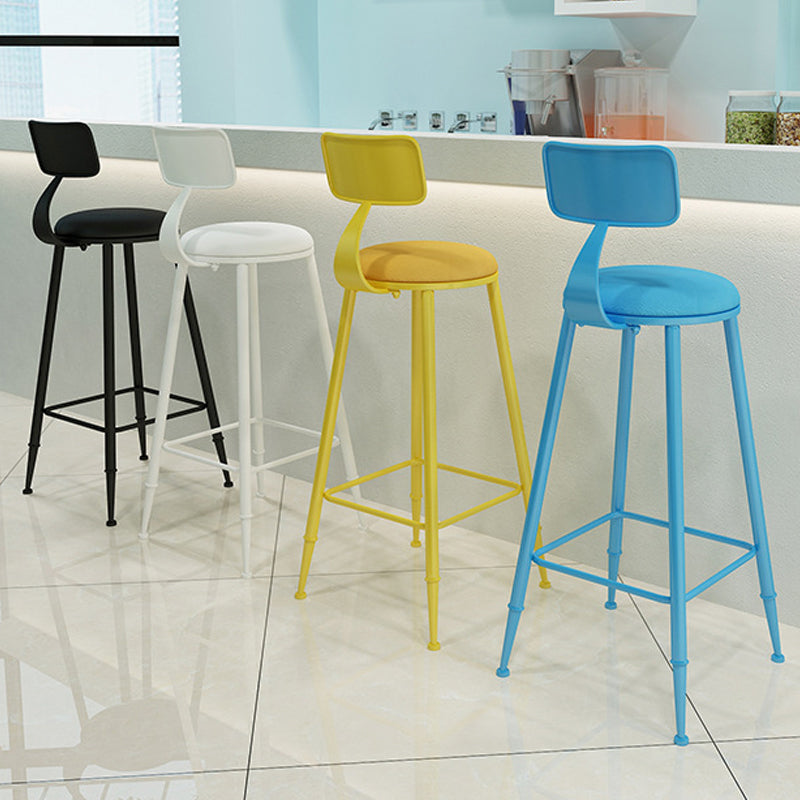 Scandinavian Metal Barstool Leather Barstools in Matte Finish for Indoor