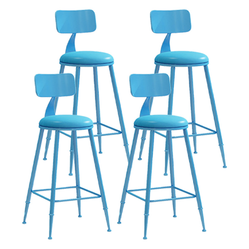 Scandinavian Metal Barstool Leather Barstools in Matte Finish for Indoor
