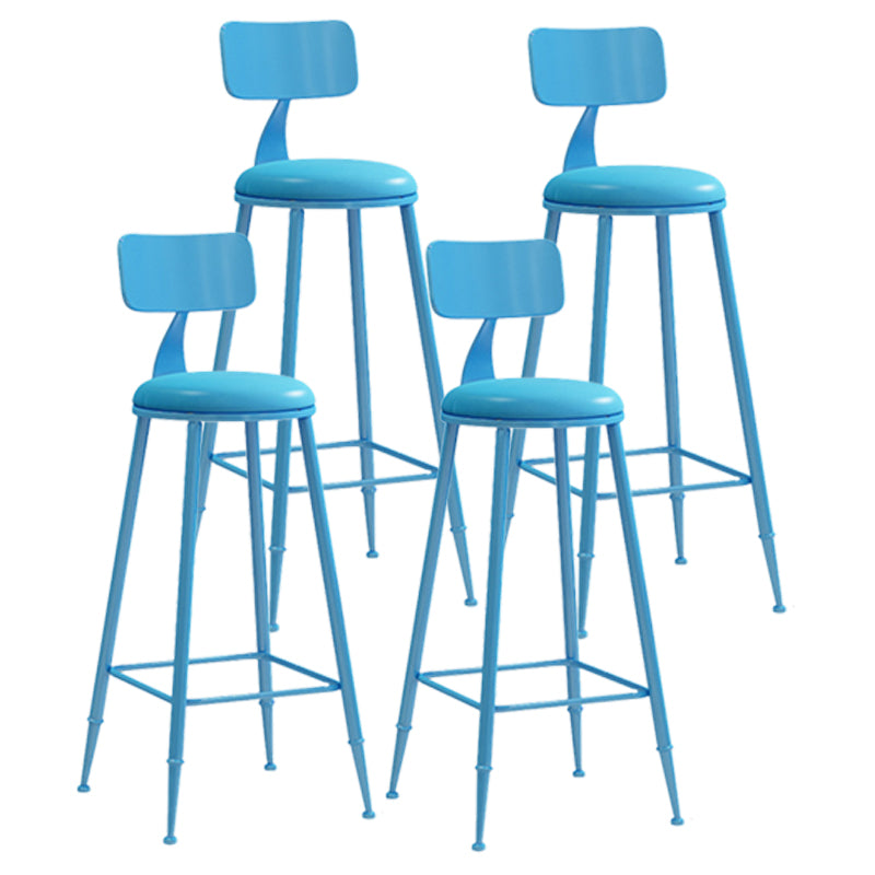 Scandinavian Metal Barstool Leather Barstools in Matte Finish for Indoor