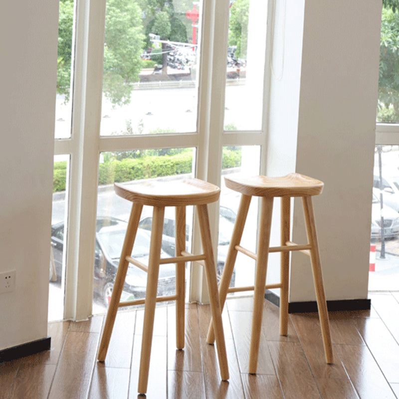Natural Backless Counter Stool Contemporary Pine Wood Counter Stool