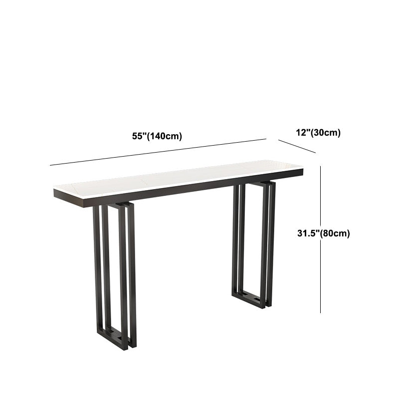 11"W Contemporary Console Table White Stone Rectangle Console Sofa Table