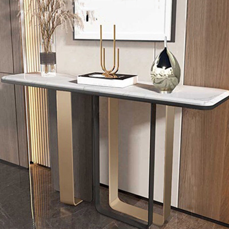 13" Wide Glam Accent Table Stone Rectangle Console Accent Table