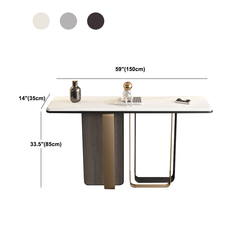 13" Wide Glam Accent Table Stone Rectangle Console Accent Table