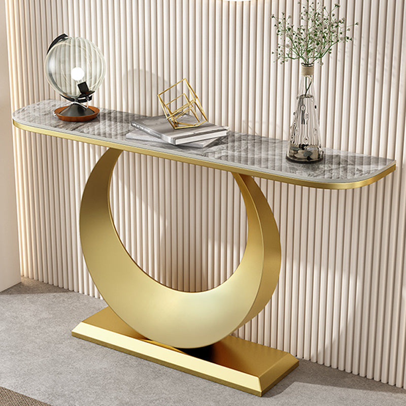 Stain Resistant Console Table 11.8" W Slate Glam Half Moon End Table