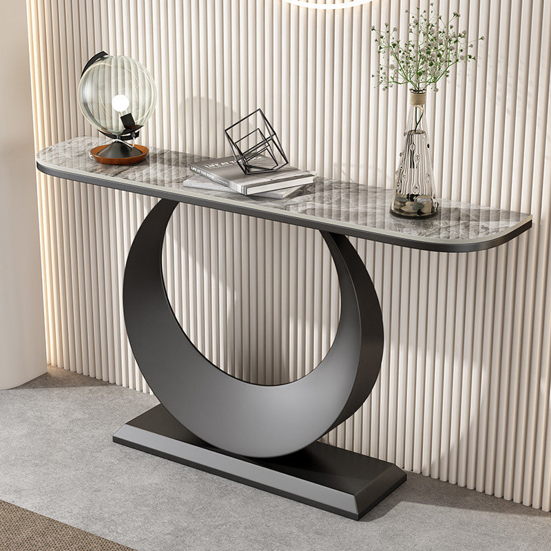 Stain Resistant Console Table 11.8" W Slate Glam Half Moon End Table
