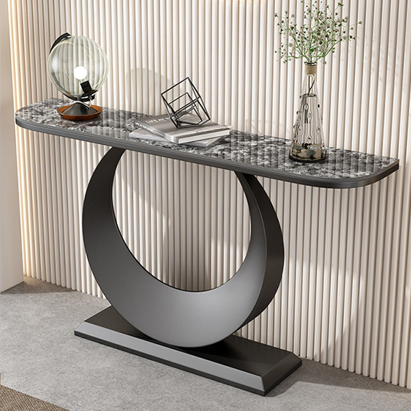 Stain Resistant Console Table 11.8" W Slate Glam Half Moon End Table