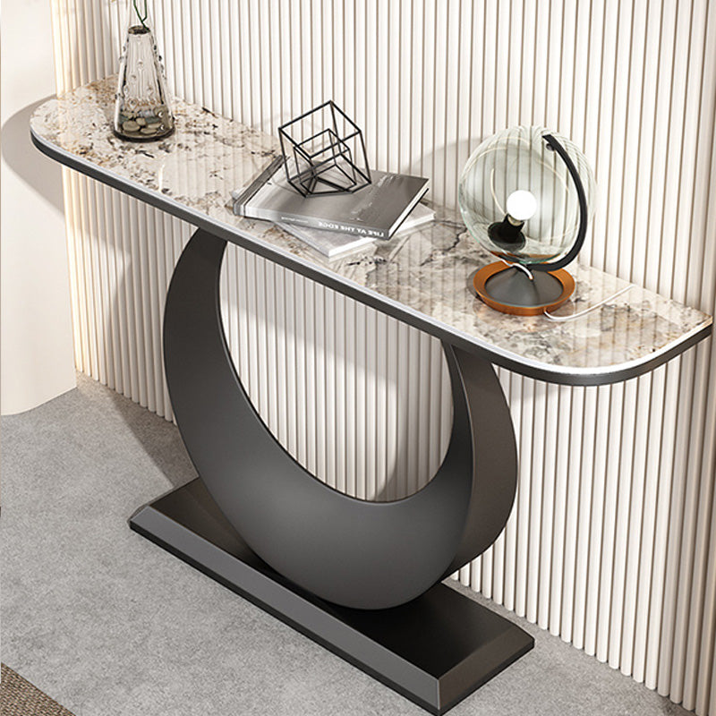 Stain Resistant Console Table 11.8" W Slate Glam Half Moon End Table
