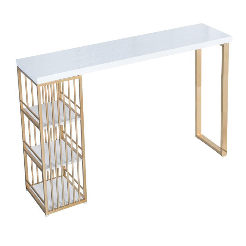 Glam 1/3 Pieces Bar Table Set Rectangle Wood Counter Table with High Stools for Cafe