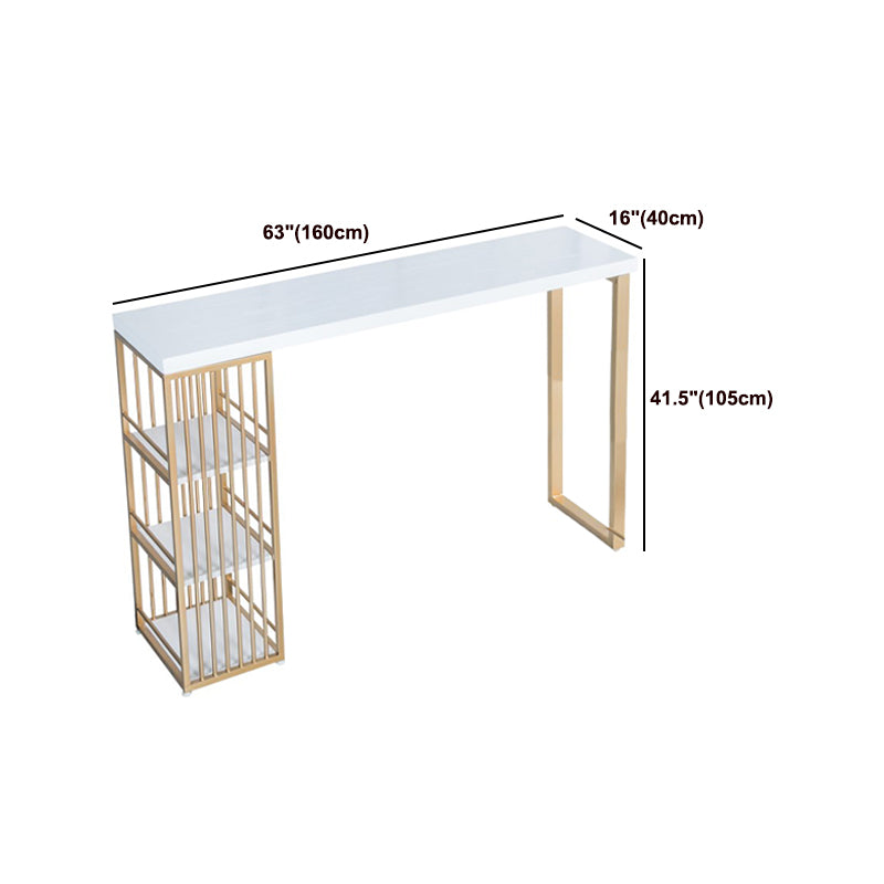 Glam 1/3 Pieces Bar Table Set Rectangle Wood Counter Table with High Stools for Cafe