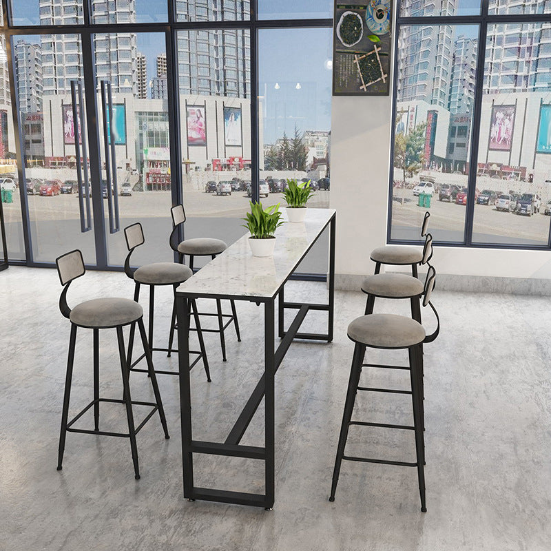 Industrial 1/2/7 Pieces Bar Table Set Rectangle Marble Counter Table with High Stools