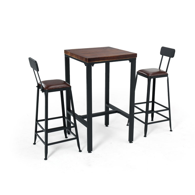 Industrial 1/3/4/5 Pieces Bar Table Set Square Pine Wood Counter Table for Cafe