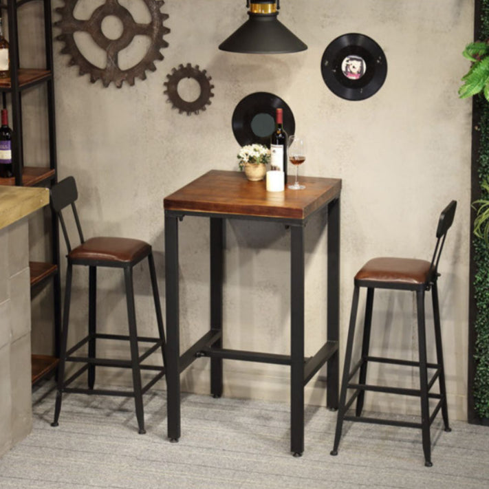 Industrial 1/3/4/5 Pieces Bar Table Set Square Pine Wood Counter Table for Cafe
