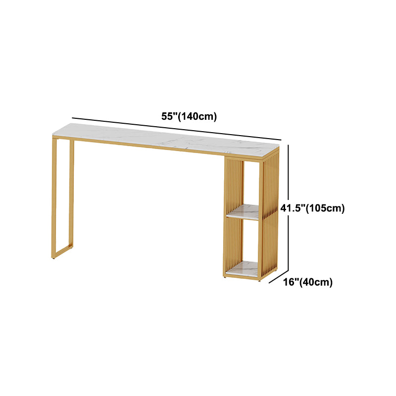 Nordic Glam 1/3 Pieces Bar Table Set Rectangle Marble Counter Table with High Stools