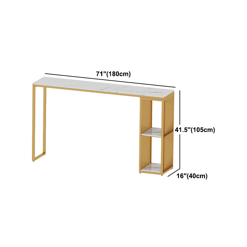 Nordic Glam 1/3 Pieces Bar Table Set Rectangle Marble Counter Table with High Stools