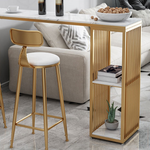 Glam 1/3 Pieces Bar Table Set Rectangle Marble Counter Table for Kitchen