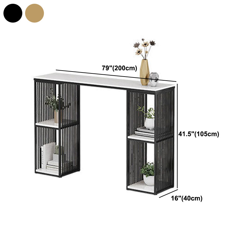 Industrial 1/3 Pieces Bar Table Set Rectangle Marble Counter Table with High Stools