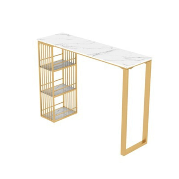 Glam 1/2/3/5 Pieces Bar Table Set Rectangle Stone Bar Table with High Stools