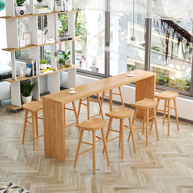 Modern 1/2/5/9 Pieces Bar Table Set Rectangle Bar Table with Wooden High Stools