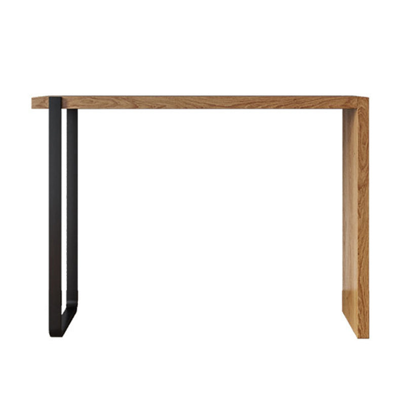 Modern Pine Wood Top Bar Table Brown Pub Table with Double Pedestal