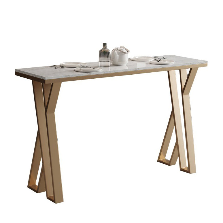 Modern Bistro Table with Double Pedestal White Marble Top Bar Table