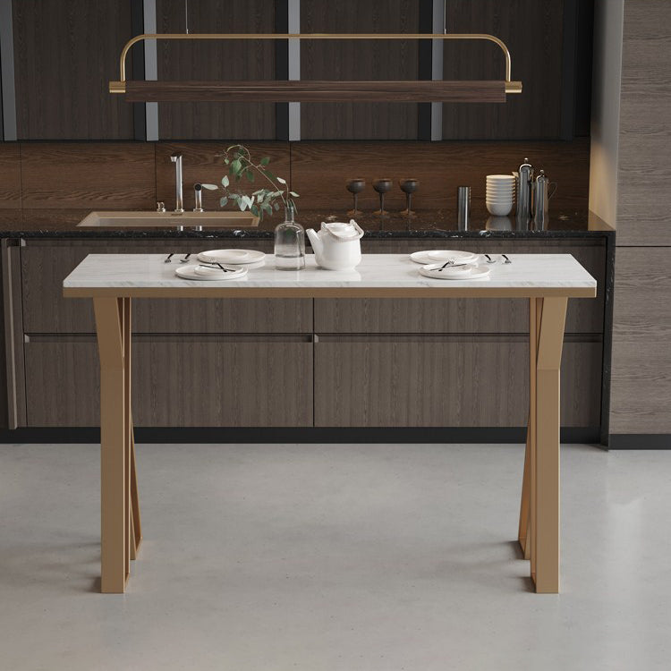 Modern Bistro Table with Double Pedestal White Marble Top Bar Table