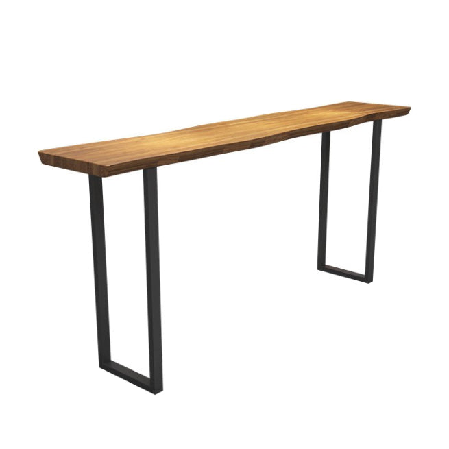 Industrial Sled Patio Bar Table Solid Wood and Metal Pub Bar Table in Natural