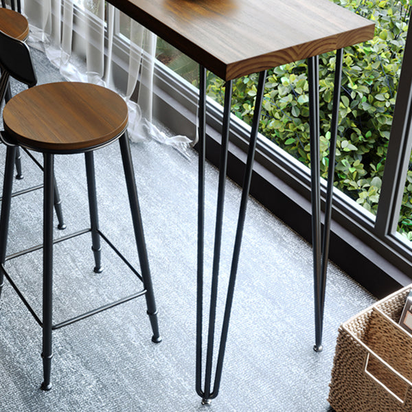 Rectangle Modern Counter Height Table Metal Legs Pub Height Dining Table in Natural