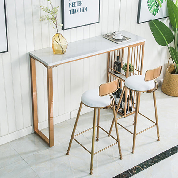 Industrial Rectangle Bar Height Pub Table with Storage Marble Bistro Bar Table
