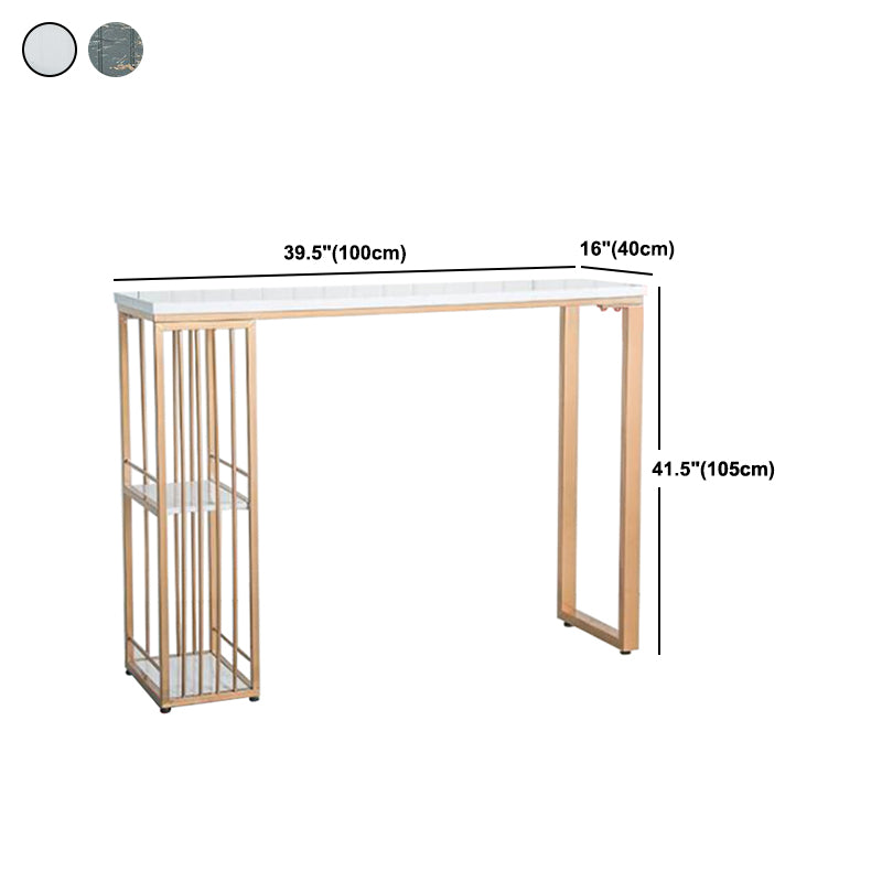 Industrial Rectangle Bar Height Pub Table with Storage Marble Bistro Bar Table