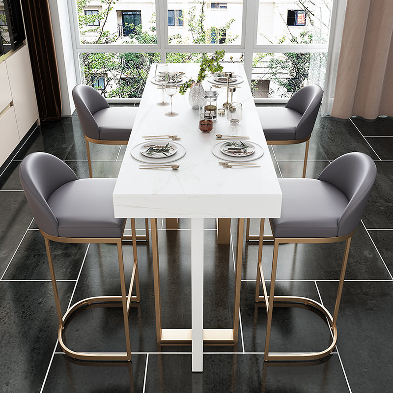 Glam Marble White Counter Height Table Rectangle Indoor Bistro Bar Table