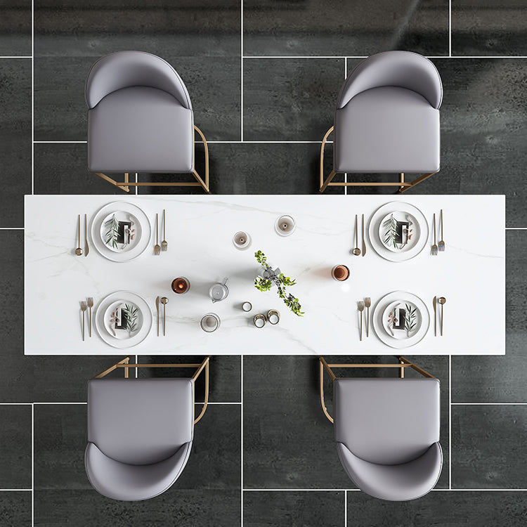 Glam Marble White Counter Height Table Rectangle Indoor Bistro Bar Table