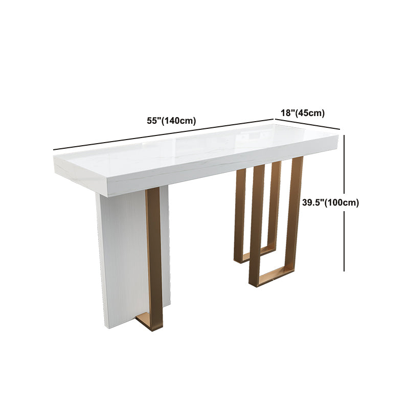 Glam Marble White Counter Height Table Rectangle Indoor Bistro Bar Table