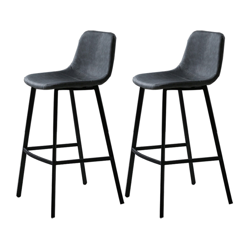 Faux Leather Saddle Seat Barstool Contemporary Armless Bar Stool with 4 Black Legs