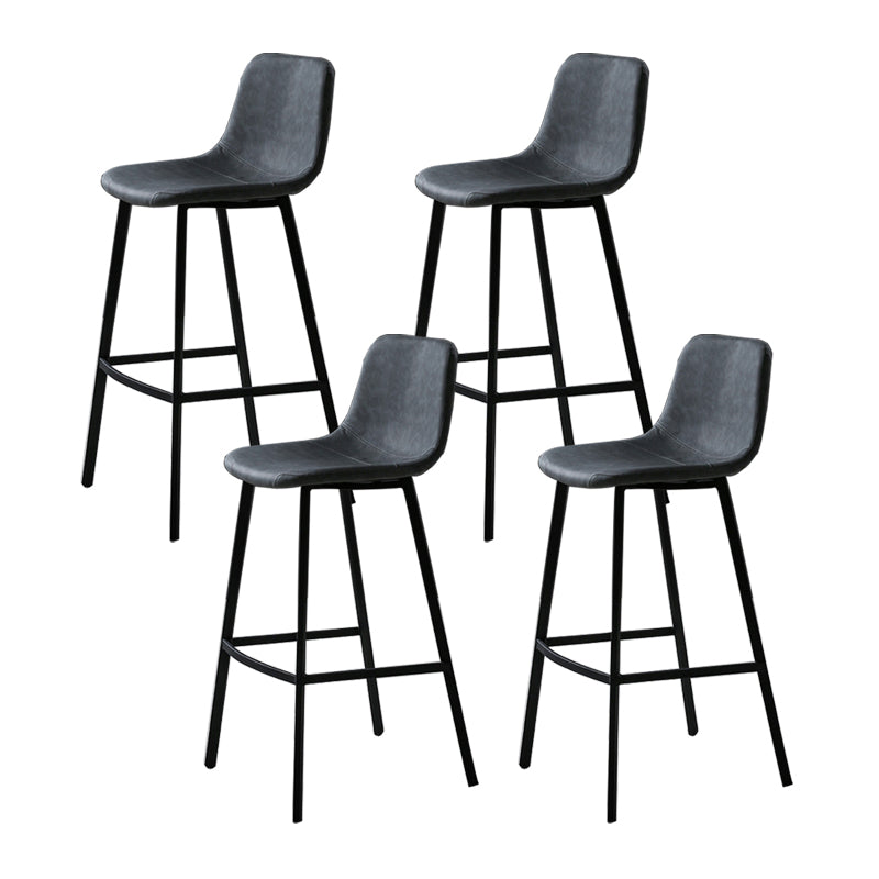 Faux Leather Saddle Seat Barstool Contemporary Armless Bar Stool with 4 Black Legs