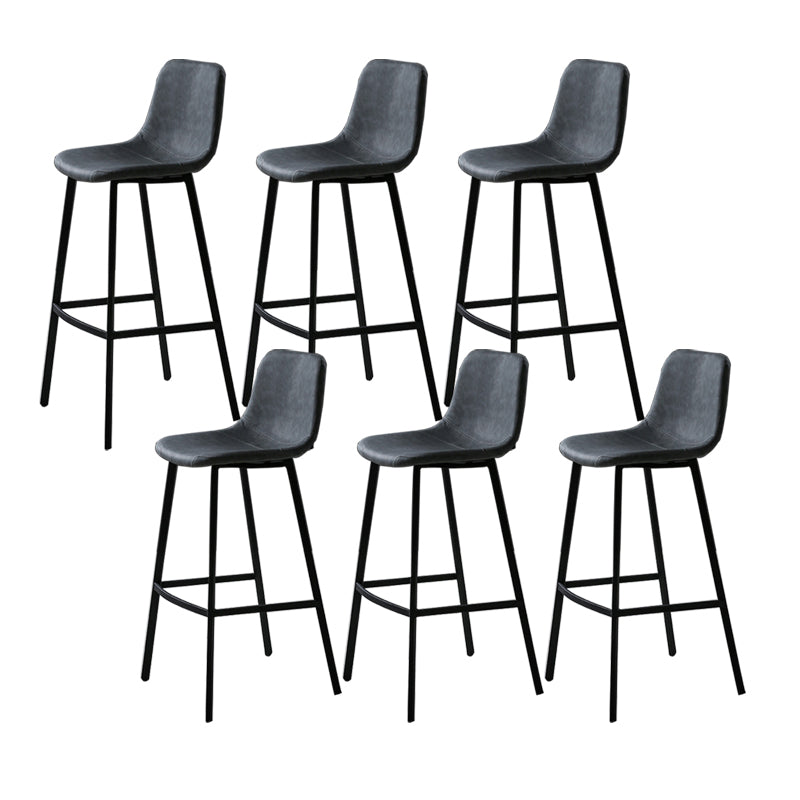 Faux Leather Saddle Seat Barstool Contemporary Armless Bar Stool with 4 Black Legs