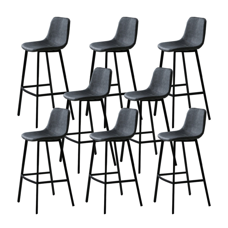 Faux Leather Saddle Seat Barstool Contemporary Armless Bar Stool with 4 Black Legs