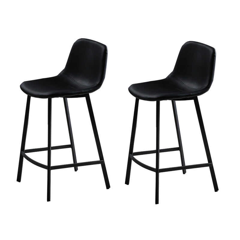 Faux Leather Saddle Seat Barstool Contemporary Armless Bar Stool with 4 Black Legs