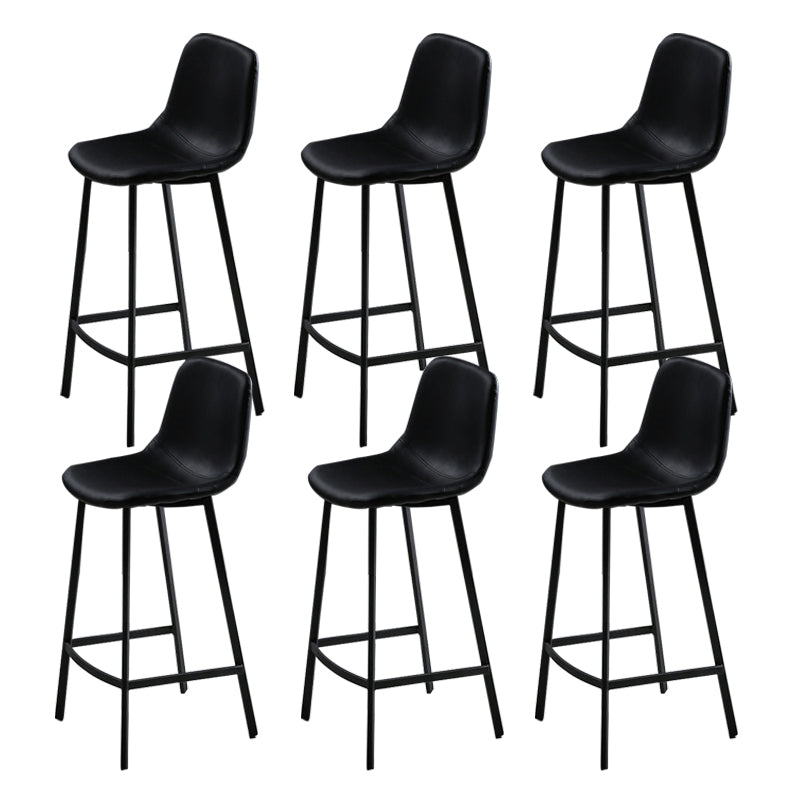 Faux Leather Saddle Seat Barstool Contemporary Armless Bar Stool with 4 Black Legs