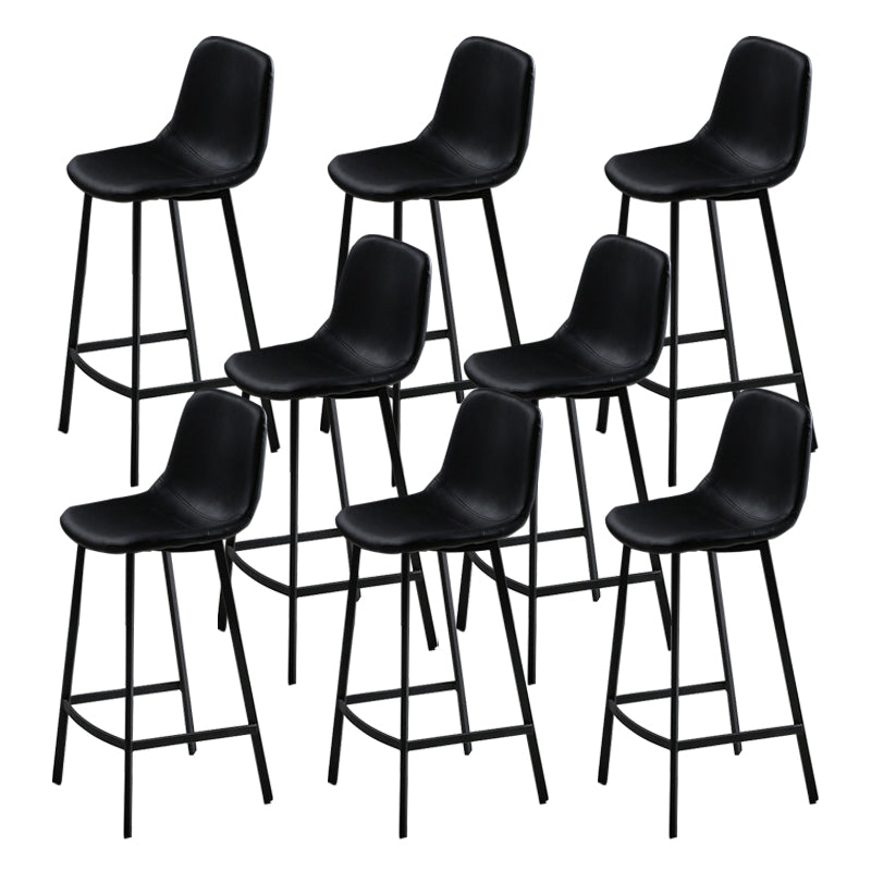 Faux Leather Saddle Seat Barstool Contemporary Armless Bar Stool with 4 Black Legs
