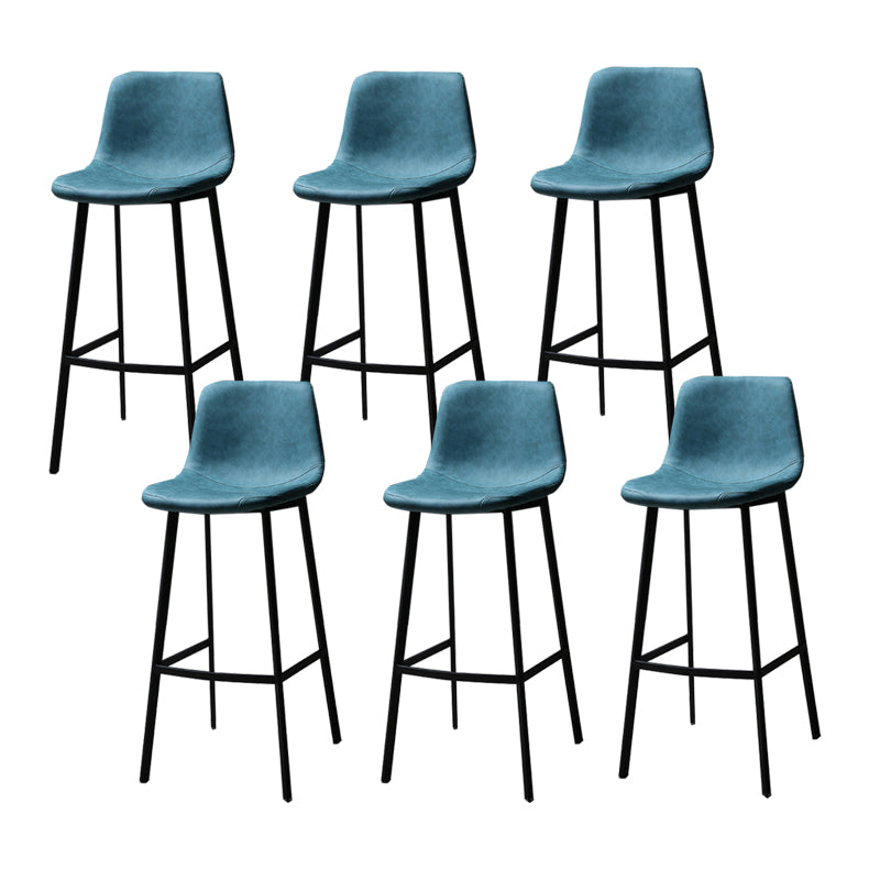 Faux Leather Saddle Seat Barstool Contemporary Armless Bar Stool with 4 Black Legs