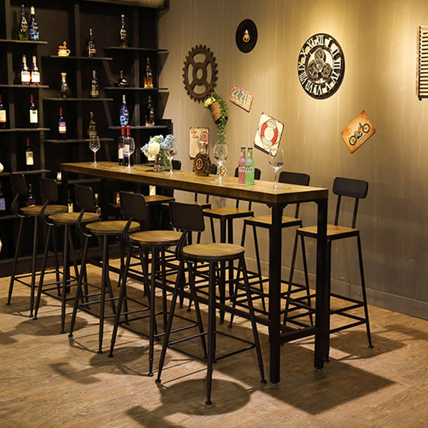 Indoor Industrial Patio Bar Table Rectangle Trestle Bar/Dinette Table in Natural