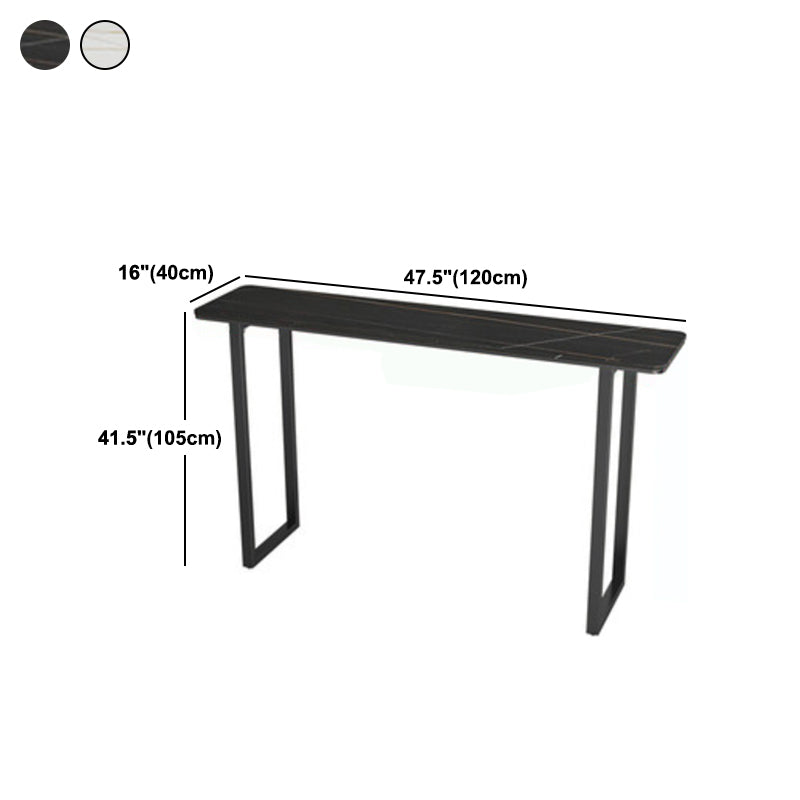 Industrial Indoor Rectangle Counter Wine Table Stone and Metal Bar/Dinette Table