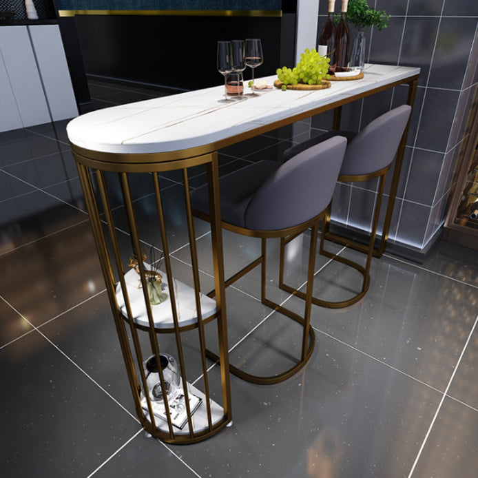 Glam Indoor Bar/Dinette Table with Storage Double Pedestal Bistro Bar Desk