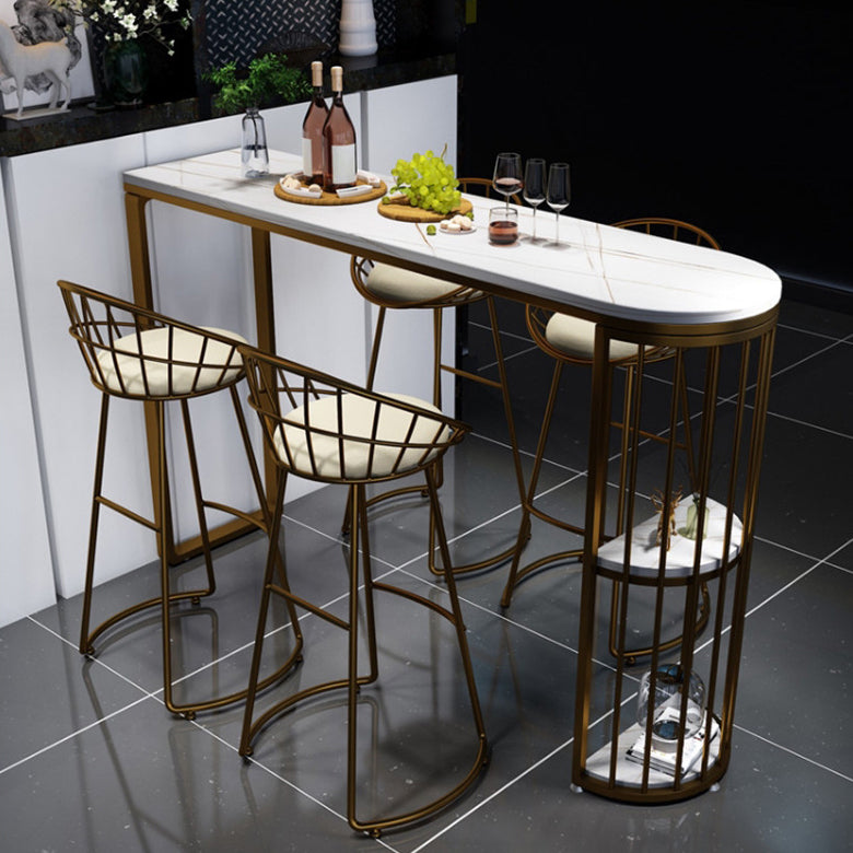 Glam Indoor Bar/Dinette Table with Storage Double Pedestal Bistro Bar Desk