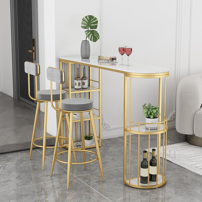 Double Pedestal Bar Stool Table Living Room Stone Bar Height Pub Table