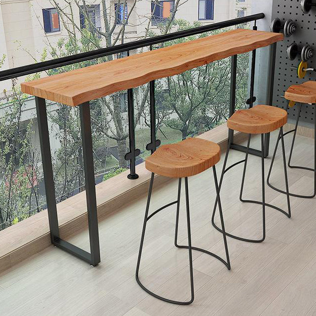 Glam Sled Bistro Bar Table Solid Wood Indoor Bar Height Pub Table in Natural