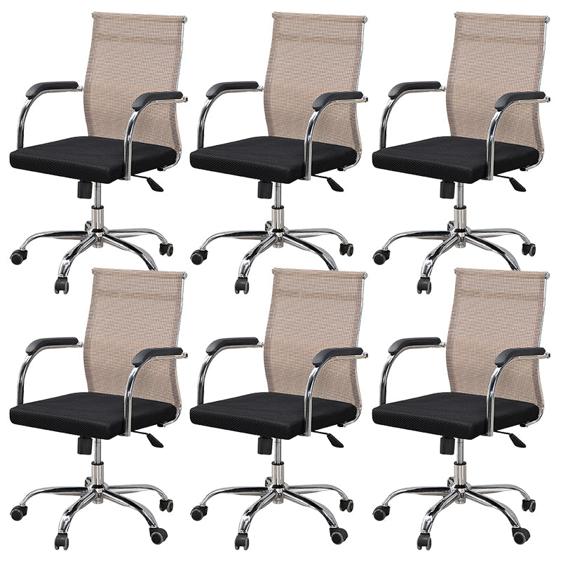 Modern Arms Included Chair with Wheels Mid-Back Mesh Desk Chair