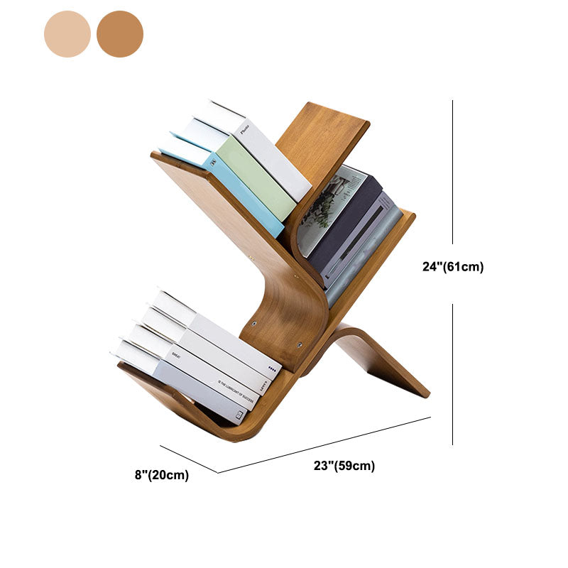 Modern Bamboo Bookshelf Geometric Vertical Open Shelf Bookcase