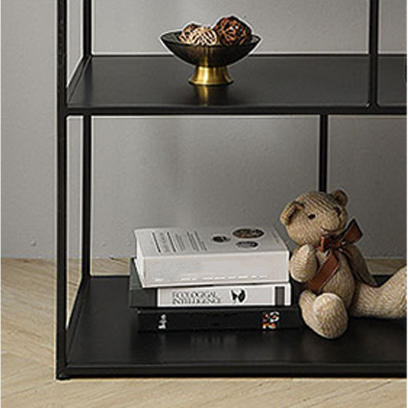 Contemporary Metal Shelf Bookcase Black Etagere Book Shelf for Study Room
