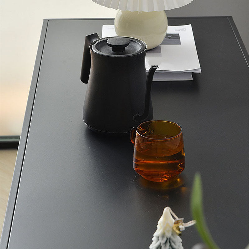 Contemporary Metal Shelf Bookcase Black Etagere Book Shelf for Study Room